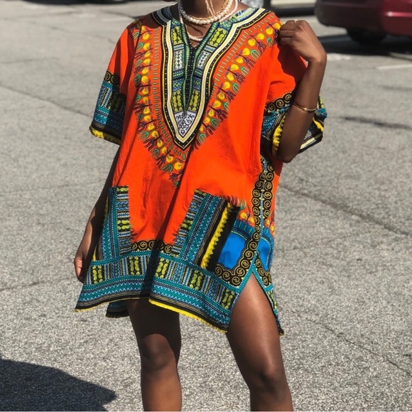 t.i.a. Tops - African Dashiki with hood Unisex One Size